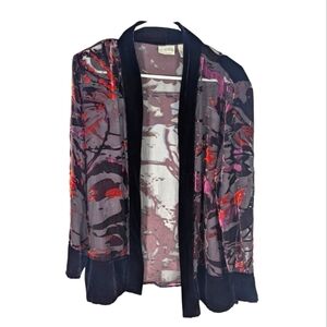 Vintage Chicos Long Sleeve Mesh Velour Goth Grunge Kimono Cardigan Size 1
